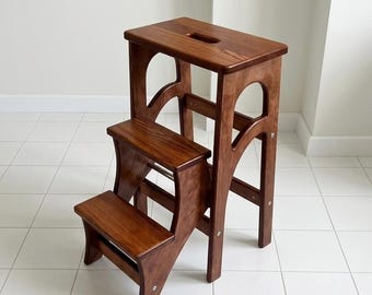 Escalera de madera, taburete de cocina, escalones de biblioteca de nogal, escalera plegable, silla de comedor, taburete de madera