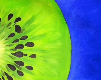 Kiwi on Blue Floorcloth