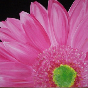 Handpainted Pink Gerber Daisy Canvas Floorcloth image 1