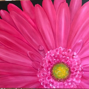 Handpainted Pink Gerber Daisy Canvas Floorcloth image 3