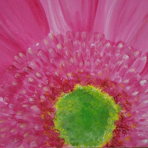 Handpainted Pink Gerber Daisy Canvas Floorcloth image 2