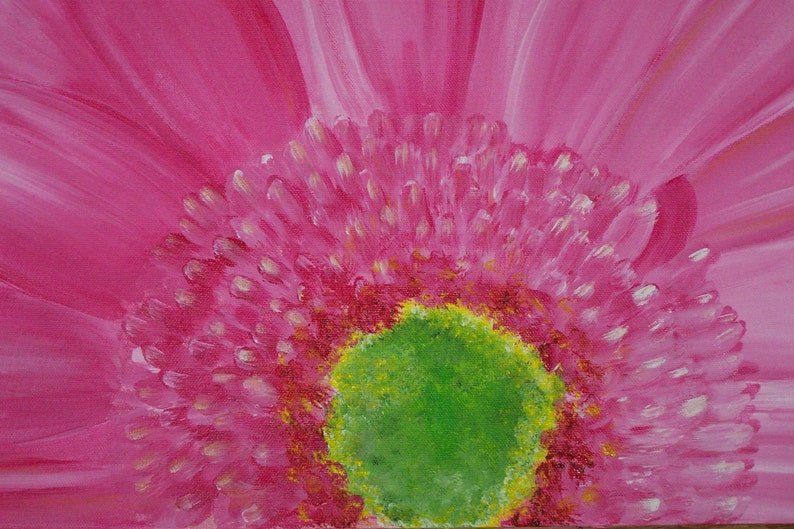 Handpainted Pink Gerber Daisy Canvas Floorcloth image 2