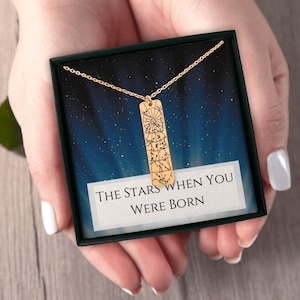 Aangepaste ketting sterrenkaart, gegraveerde gepersonaliseerde nachtelijke hemelketting, ketting datum en locatie, verjaardagscadeau, hemelse ketting