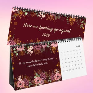 Sarcastic Calendar 2025 | Funny Desk Calendar | &quot;Here We F*ing Go Again&quot; Calendar | Gag Gift for Coworker