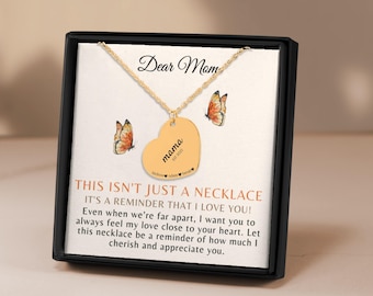 Custom Heart Necklace for Mom: Engraved Kids Names, Mama EST