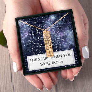 Benutzerdefinierte Sternkarte Halskette, Gravur personalisierte Nachthimmel Halskette, Datum und Ort Halskette, Geburtstagsgeschenk, himmlische Halskette