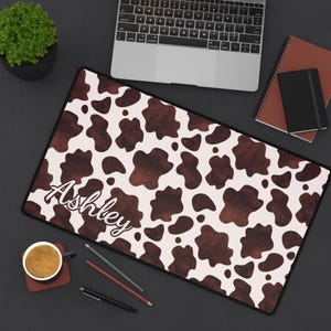 Custom Cow Print Desk Mat,  Personalized Animal Print Desk Pad, Unique Gift for Him or Her