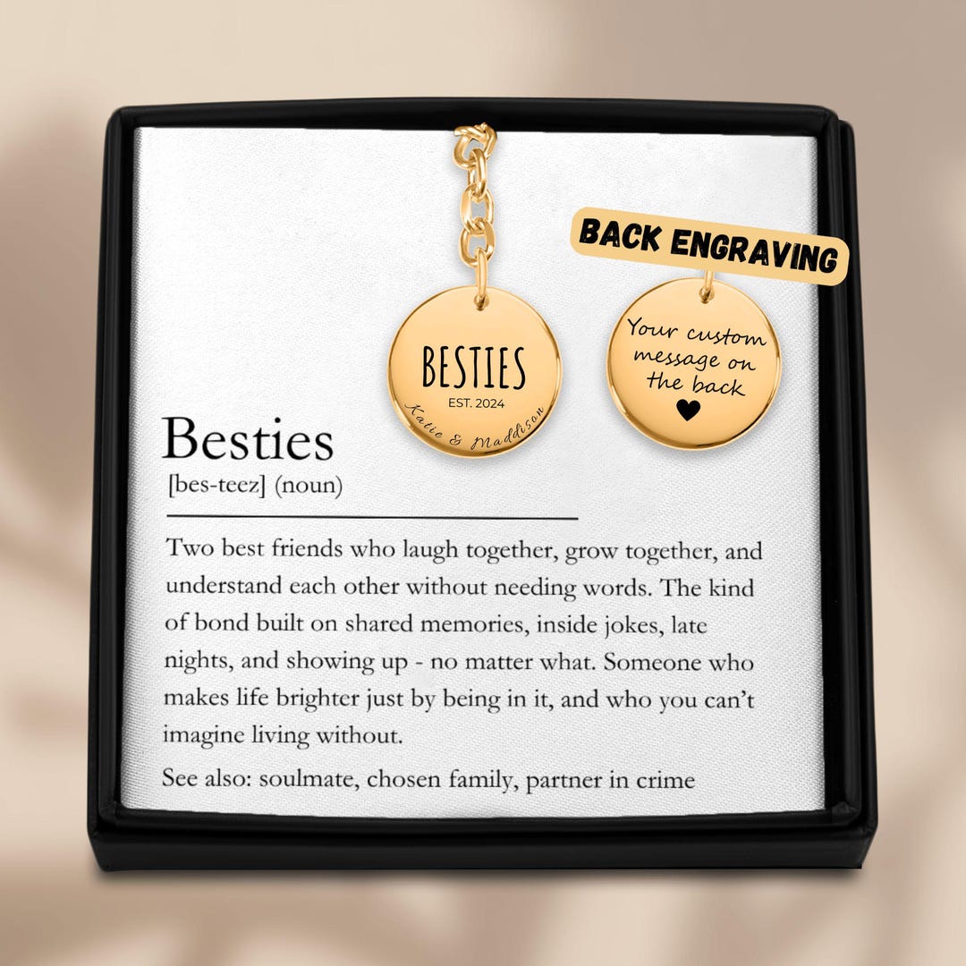 Personalized Bestie Keychain, Custom Name & Year Gold Coin Keychain ...