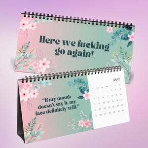 Sarcastic Calendar 2025 | Funny Desk Calendar | &quot;Here We F*ing Go Again&quot; Calendar | Gag Gift for Coworker