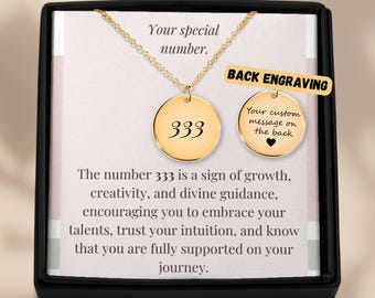 Collar con el número angelical 333: colgante espiritual grabado en oro de 18 quilates