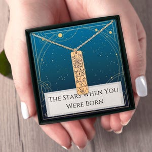 Benutzerdefinierte Sternkarte Halskette, Gravur personalisierte Nachthimmel Halskette, Datum und Ort Halskette, Geburtstagsgeschenk, himmlische Halskette