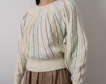 Vintage Pastel Striped Knit Sweater – Soft & Cozy Retro Pullover