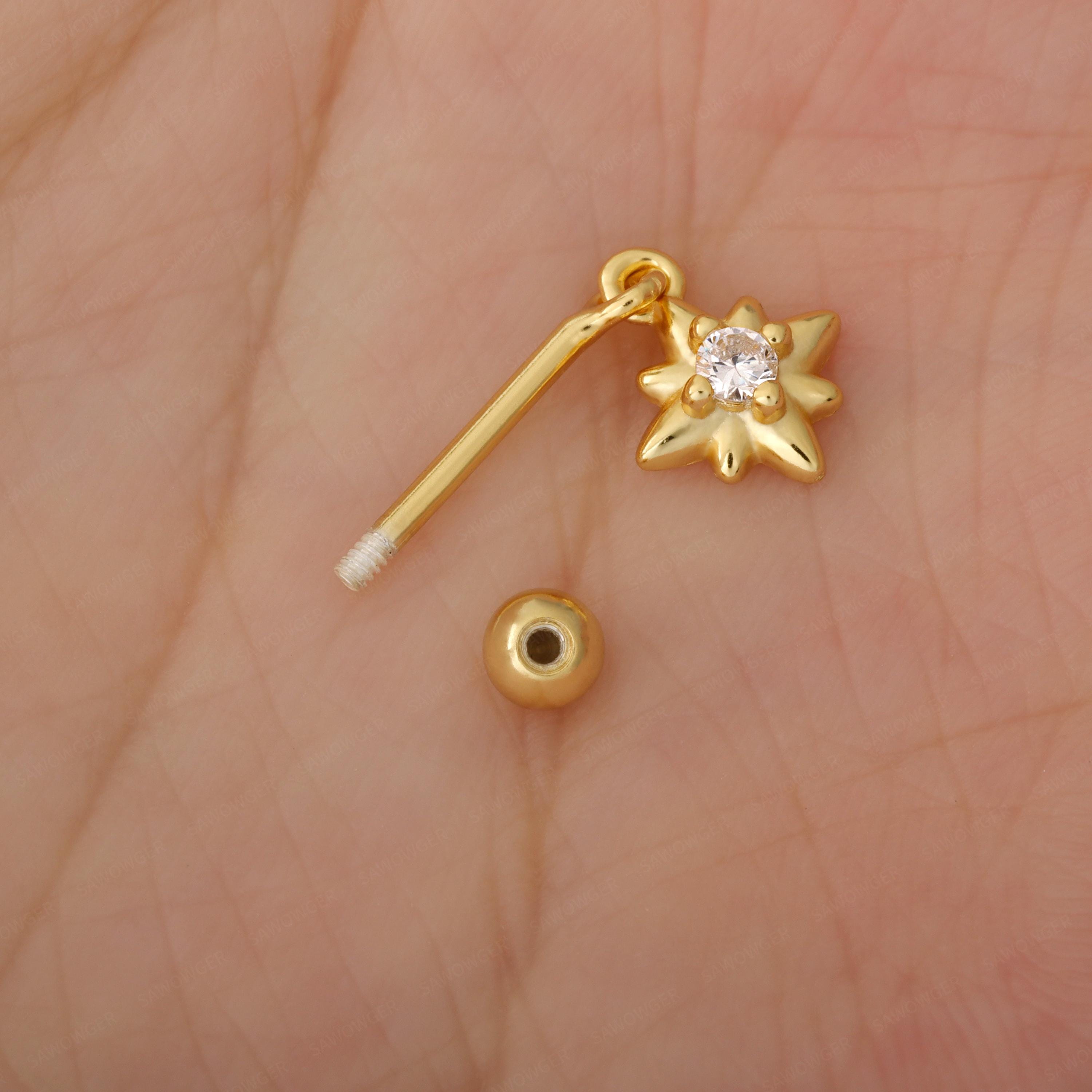 S925 Hexagram Helix Earring Stud, 18g Helix Piercing Jewelry, 6.5mm Cartilage Stud, Vertical Helix Ring, Tagus Helix Dangle Earring Stud