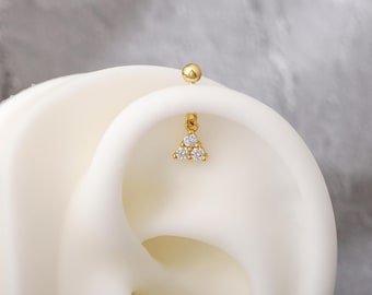 S925 Triangle Helix Earring Stud, 18g Helix Piercing Jewelry, 6.5mm Cartilage Stud, Vertical Helix Ring, Tagus Helix Dangle Earring Stud