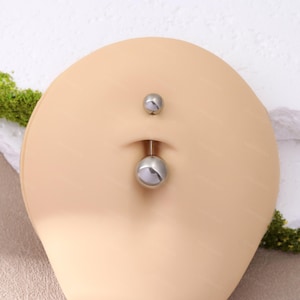 14G Titanium Ball Simple Belly Button Ring, Minimal Internal Threaded Navel ring, 6mm to 14mm Full Size Length, Daily Belly Ring for work