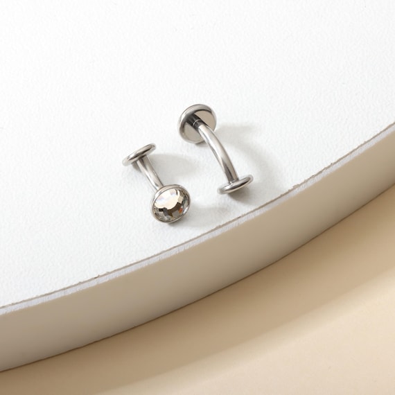 Piercing Per Ombelico In Titanio 14G Con Filettatura Interna - Opale O CZ, 10 Mm