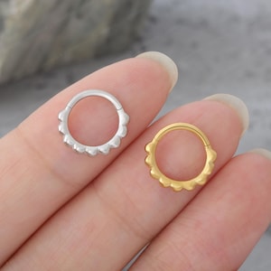16G Flower Septum Ring, Steel Septum Clicker, Silver Septum Hoop, Gold Septum Jewelry, Septum Piercing Ring, Daith Earring, Cartilage Hoop