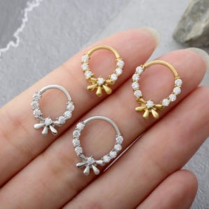 Gänseblümchen Scharnier Scharnier Septum Ring, Stahl Septum Clicker, Silber Septum Hoop, 8mm 10mm Septum Schmuck, Gold Septum Piercing Ring, Daith Ohrring