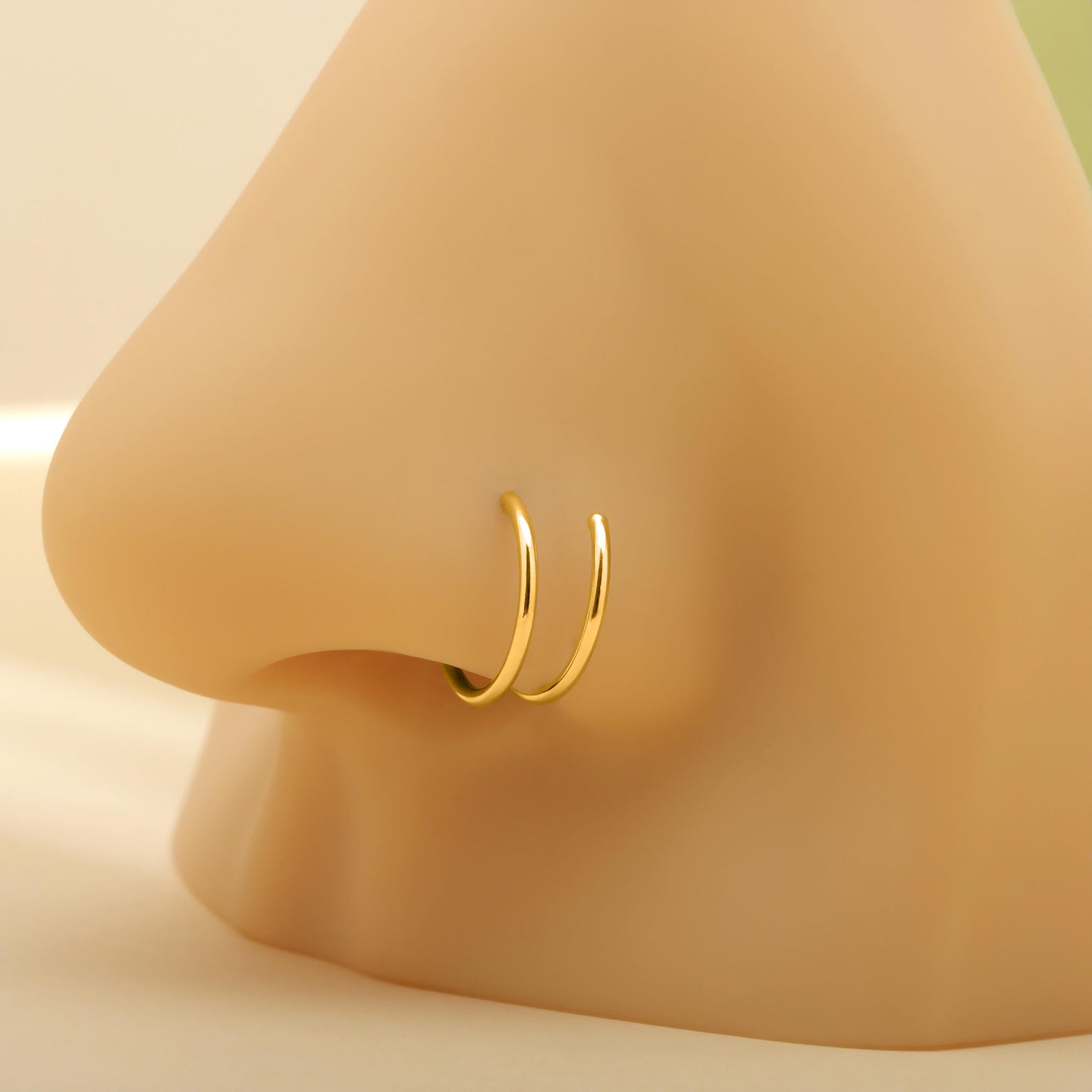 Faux Double Nose Ring Hoop Made of Sterling Silver, Never Getting Green ...