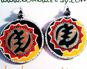 Divine Colorful Earrings Handmade Hand Painted Earrings Afrocentric Designs BOABW