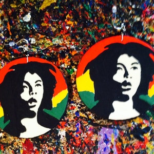 Rasta Man Earrings (Hand Painted Earrings) Rastafarian (Afrocentric Earrings) Wearable Art