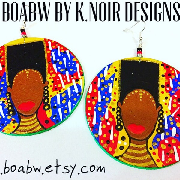 Hightop Queen Earrings (Hip Hop) 1980 1990 Afrocentric Earrings  Natural Hair Earrings Hand Painted Earrings