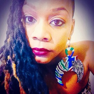 Lyfe moon Earrings Ankh  Hand Painted Earrings  Afroart Afrocentric Egyptian Kemetic Boabw