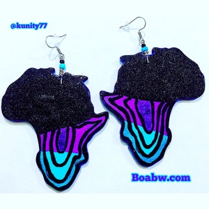 The nucleus of Mother Africa Earrings  Hand painted Afrocentric wearable art. BOABW
