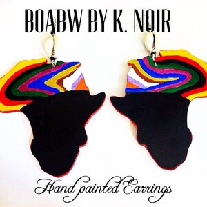 Colors of the Motherland Earrings Hand Painted Earrings) Hand Drawn Earrings Africa