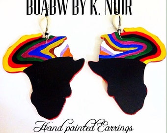 Colors of the Motherland Earrings Hand Painted Earrings) Hand Drawn Earrings Africa