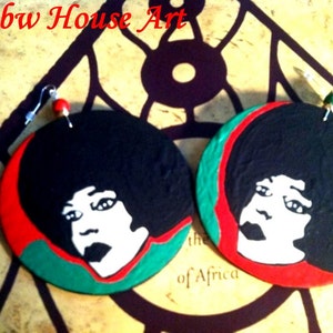 Angela Davis Earrings Black Power (Hand Painted Earrings) Black Panther BOABW