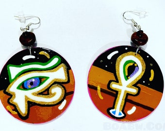 Eye life is Protected (Hand Painted Earrings) Handmade BOABW