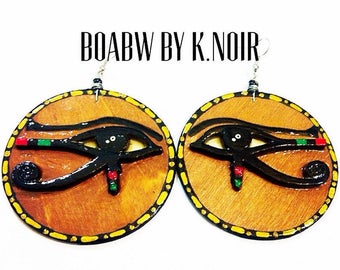 Eye of Ra Earrings (Hand Painted Earrings) Egyptian Earrings (Afrocentric) Kemetic