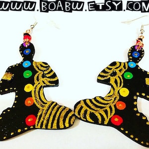 Chakras Noir Energy Earrings (Hand  Painted Earrings) Spiritual Earrings (Wearable Art)