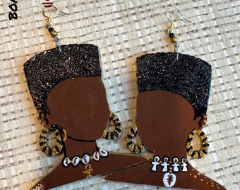 Hightop Bamboo Earrings Handmade painted 90’s BOABW