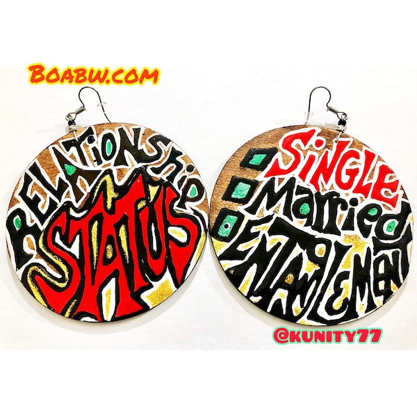 What’s your Relationship status (entanglement) Earrings Hand Painted Earrings Statement Earrings BOABW