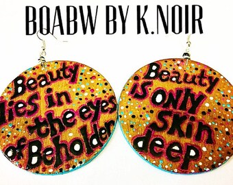 What is Beauti Earrings (Beauty Hand Painted Earrings) Black Girl Magic BOABW Afrocentric