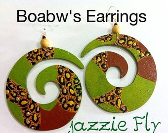 Jazzie Fly Earrings (Hand Painted Earrings) Afrocentric Stylish Fashion Earrings Handmade BOABW