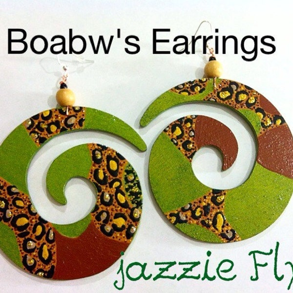 Jazzie Fly Earrings (Hand Painted Earrings) Afrocentric Stylish Fashion Earrings Handmade BOABW