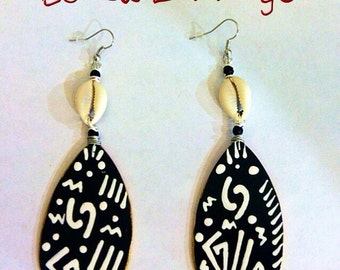 Mudcloth Art Designs Oorbellen (handgeschilderde oorbellen) Afrocentrische oorbellen (draagbare kunst)