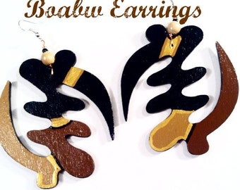 Gye Nyame Shape B Earrings (Hand Painted Earrings) Afrocentric Earrings) Natural Hair Earrings