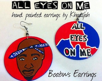 Pendientes pintados a mano de Tupac – Joyería inspirada en la historia del hip hop afroamericano