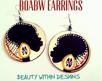 Beauty within Design Earrings (Hand Painted Earrings) Handmade  (Afrocentric) Wearable Art