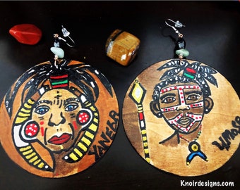 Oona Tribe Hand Painted Earrings (indigenous Wearable Art) Original Artwork by Earring Godis BOABW