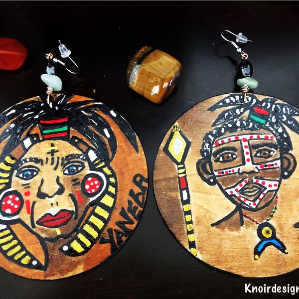 Oona Tribe Hand Painted Earrings (indigenous Wearable Art) Original Artwork by Earring Godis BOABW