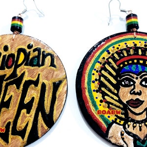 BOABW’S Ethiopian Queen Earrings (Afrocentric Designs) Wearable Art functional Art