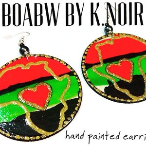 Motherland is Golden Earrings Hand Painted Earrings) Hand Drawn Earrings (Africa Earrings)