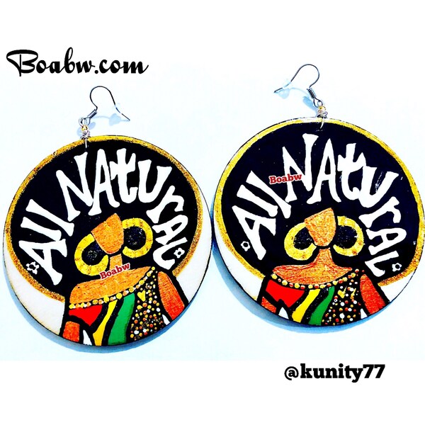 All NATURAL AFROCENTRIC Earrings (Hand Painted Earrings) Boabw’s Original Designs
