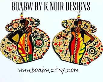 Shades of Melanin Earrings Hand Painted Earrings) Hand Drawn Earrings Wearable Art (Afrocentric Earrings ) Melanin