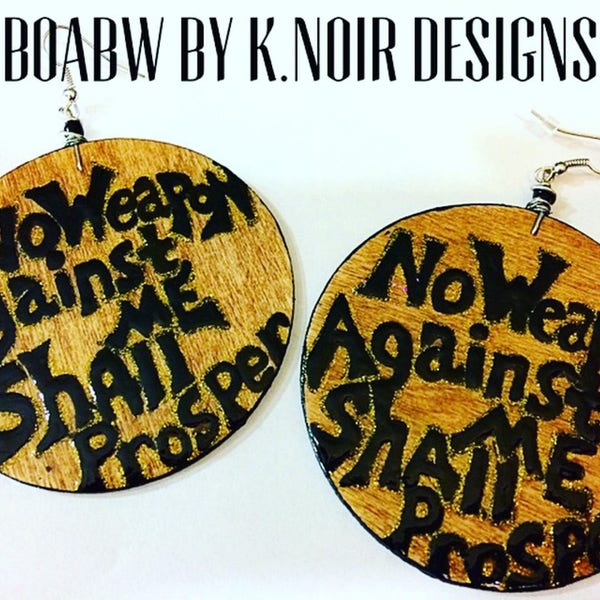 Isaiah 5417 No Weapon Formed Earrings (Hand Painted Earrings) Wearable Art (Divine Protection)